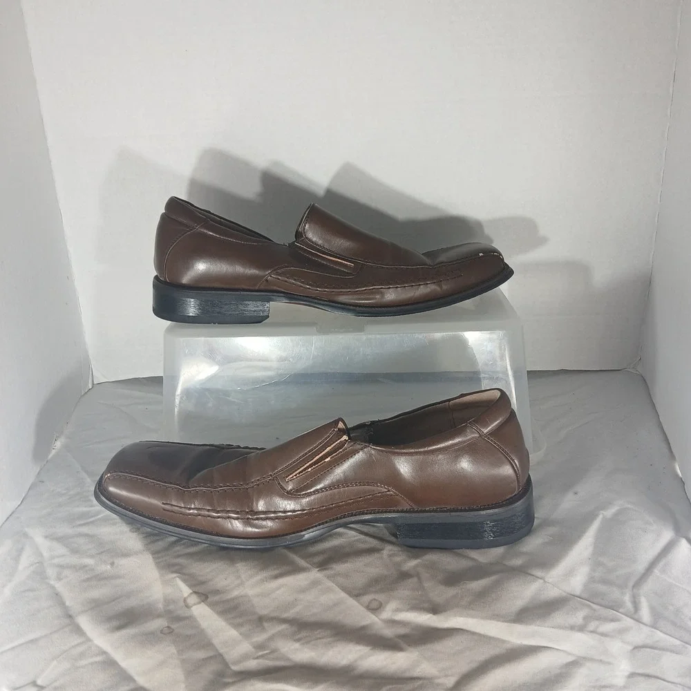 Madden M-ROYAL Slip On Loafers 10M Brown Square Toe Dress Shoes Business‎ Casual